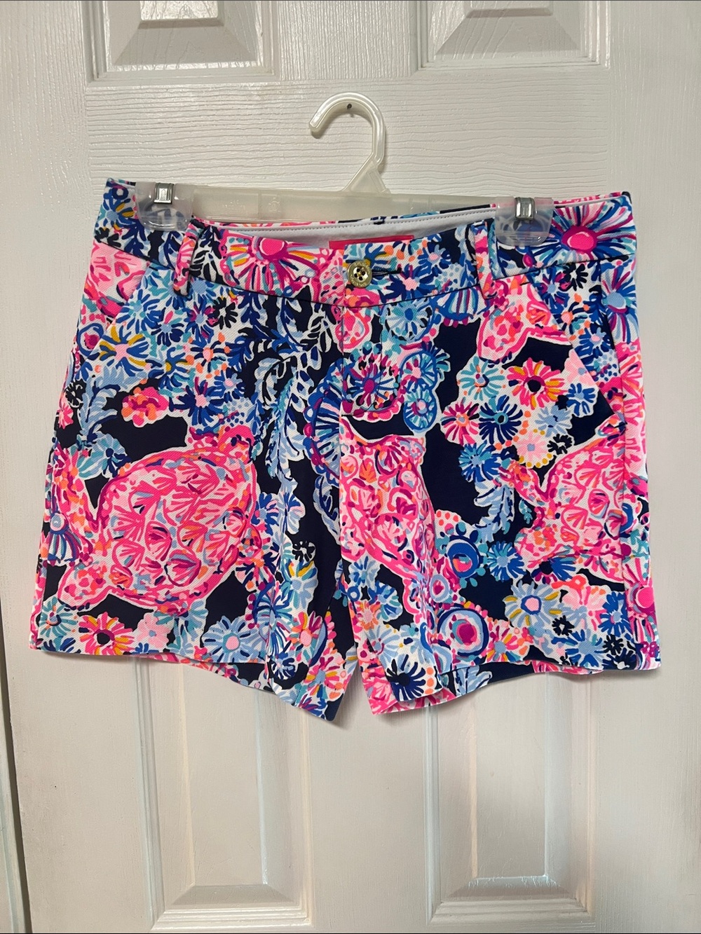 Jayne Knit Shorts in High Tide Navy In Turtle Amazement